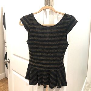 Black and gold peplum shirt